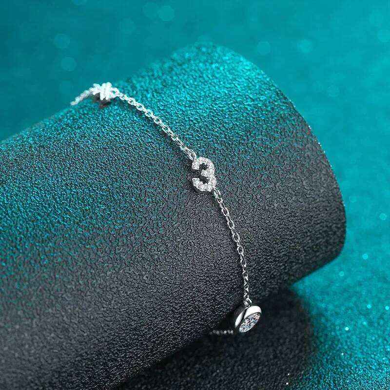 0.5 Ct Moissanite S925 Sterling Silver Bracelets for Women Plated Pt950 Cross O-chain Adjustable Lover's Gift Jewelry 25H1229