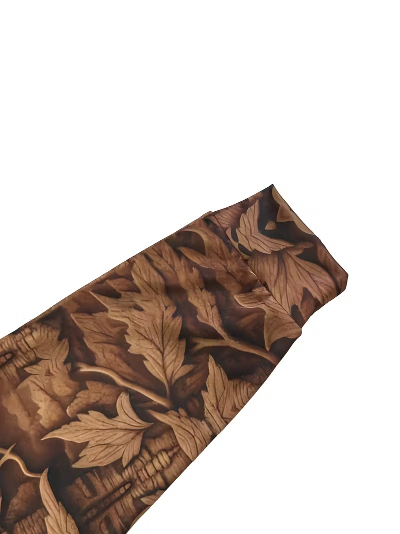 Retro Outdoor-Style Men's Hooded Sweatshirt 3D Woodcarving-Effect Full-Print Buck Design Relaxed-Fit Casual Pullover Hoodie