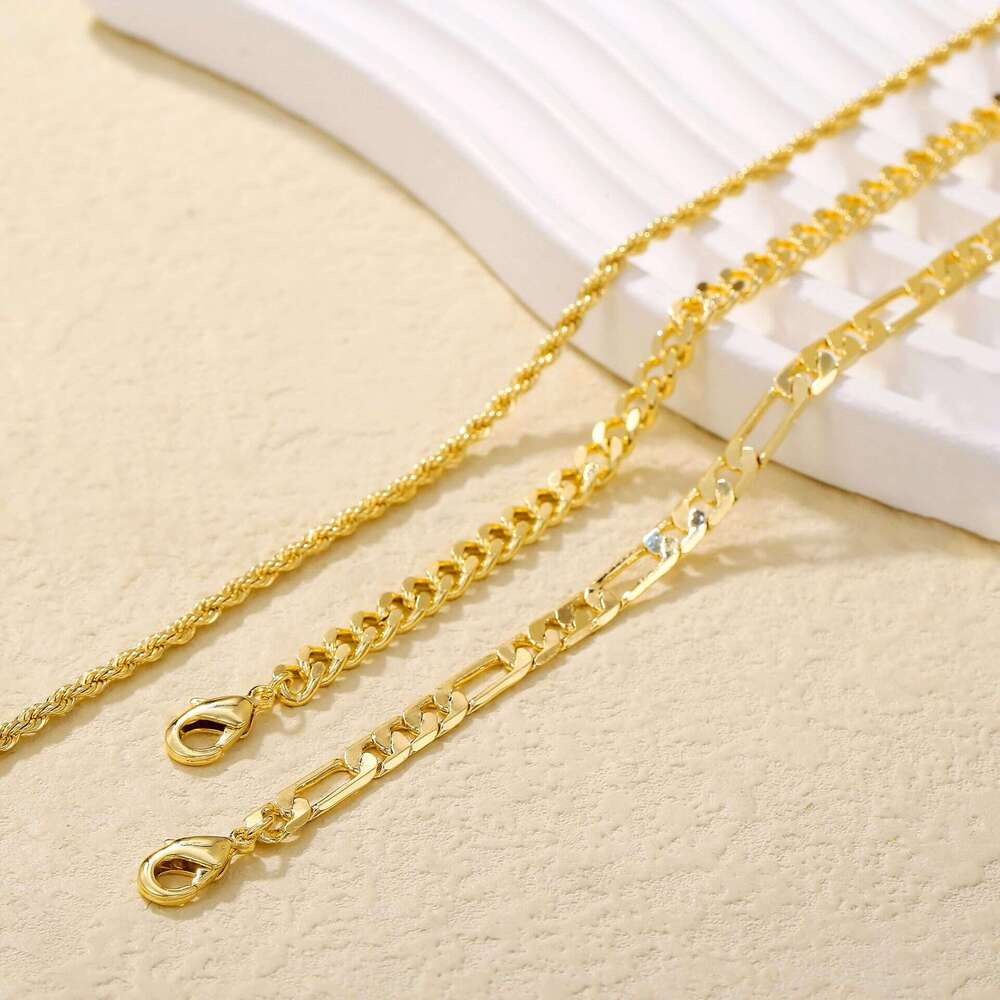 New Cuban Anklet Multi-layer Stacking Fashion Simple Ins Style Stainless Steel Set Foot Chain Jewelry