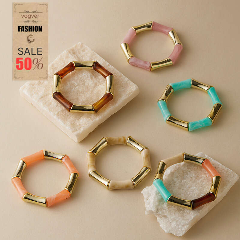 Bracelet For Women European and American Style Geometric Gradient Texture Bracelet, Hot Sale Acrylic Bamboo Joint Personality Fashion Jewelry
