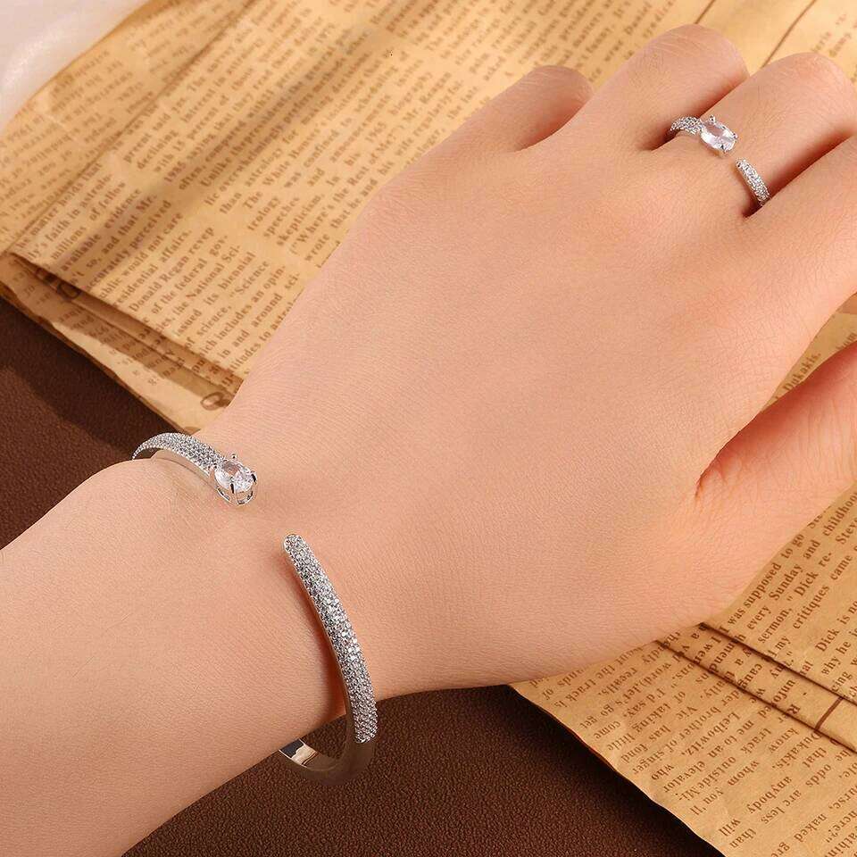 ZAKOL New Original Design Large Zircon Inlaid Open Bracelet Ring Trendy Fashion Valentine's Day Jewelry Gifts