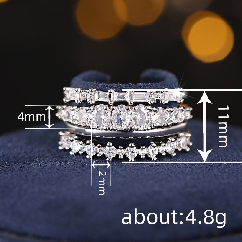 Luxury Brand Designer Jewelry Cao Shi European And American Light Luxury High-End Geometric Ring For Women Shiny Fashion Ring Set Of Four Engagement W