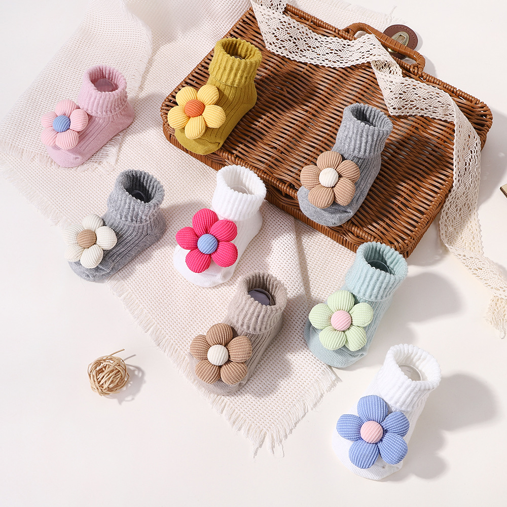 2Pcs/set Baby Flower Headband Socks Set Soft Infant Hairband for Newborn BB Elastic Floral Turban Short Socks Infant Headwear C2025