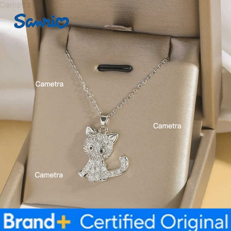 Sanrio Gold Color Fashion Cute Hello Kitty Zircon Pendant Necklaces for Women Girls Lovely Cartoon Cat Kitty Jewelry Accessories H251229