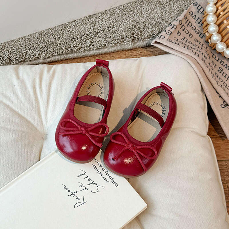 Children's Leather 2025 Spring and Autumn New Korean Style Girls' Soft Sole with Bowknot Baby Non-Slip Fashion Single Shoes