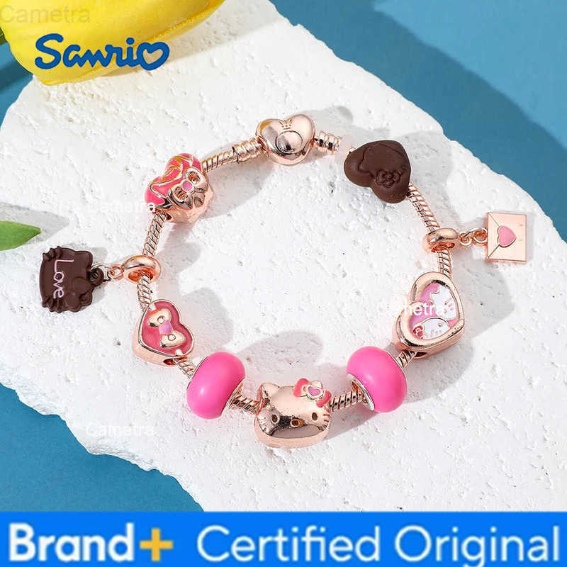 Sanrio Anime Cartoon HelloKitty Bracelet Cute Cartoon Figure Kitty DIY Accessory Kawaii KT Cat Bracelet for Children Party Gifts H251229