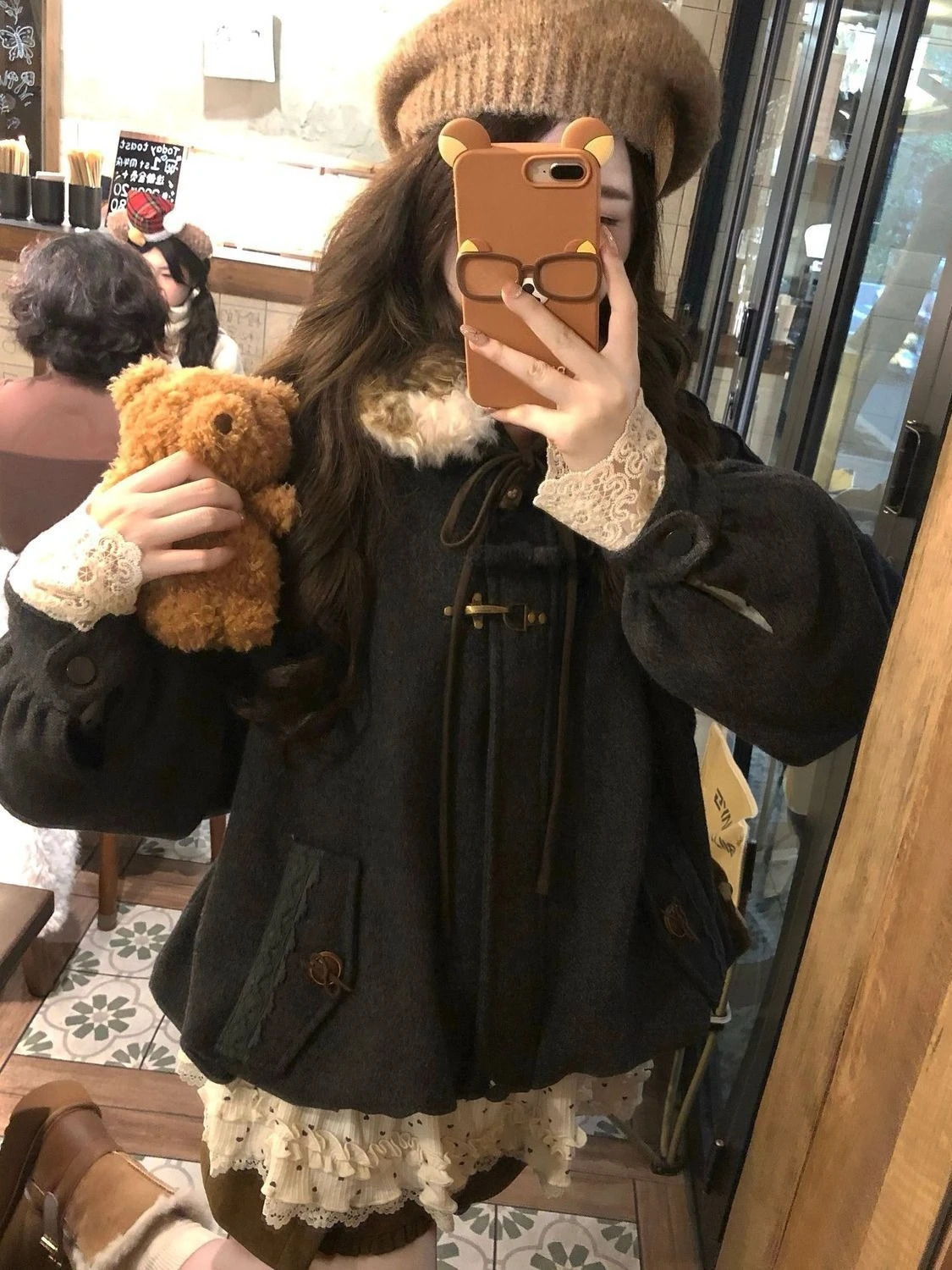 American Vintage Faux Fur Wool Zipper Jacket Hoodies Overcoats Hooded Y2k Coats Ropa Casual Fashion Sweatshirt 251225 - view 6