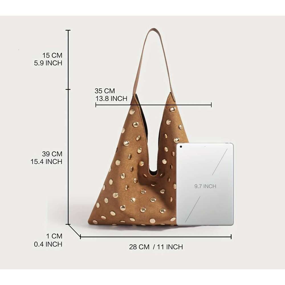 2026 Retro Large Capacity Heavy Duty Women S Bag Elegant Simple Versatile Classic Style Riveted Decoration Suitable For Commuting Office Dating Daily