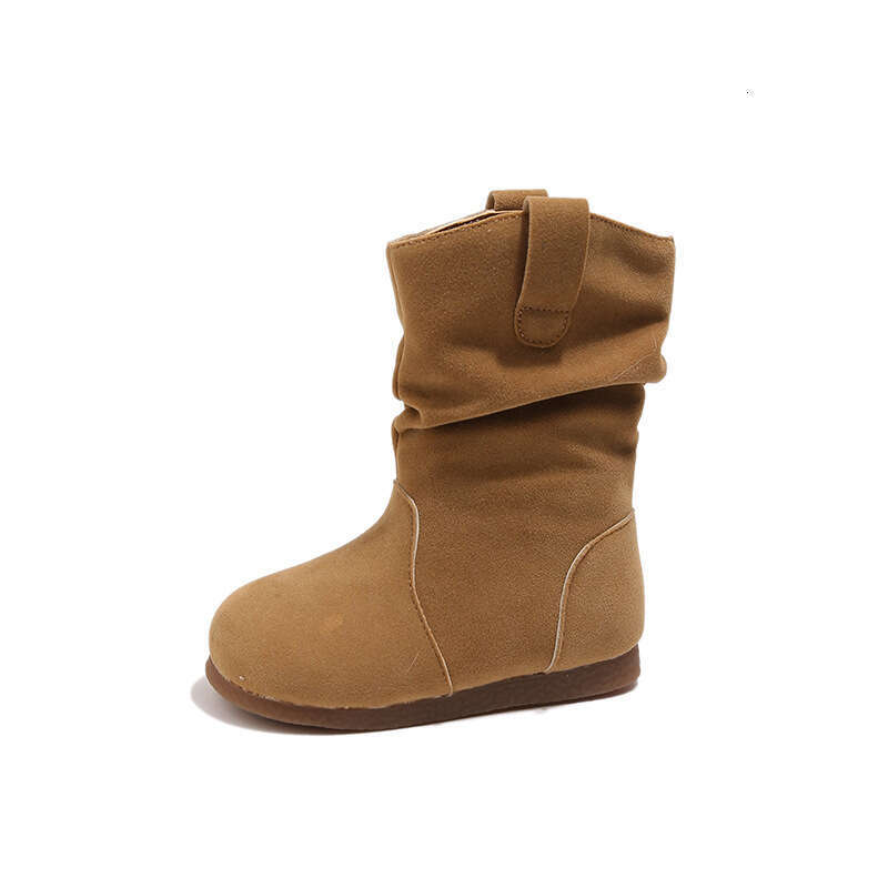 2025 Autumn Winter New European American Style Short Girls Sanded Wrinkled Vintage Melad Street Shot Fleece-lined Pile Boots