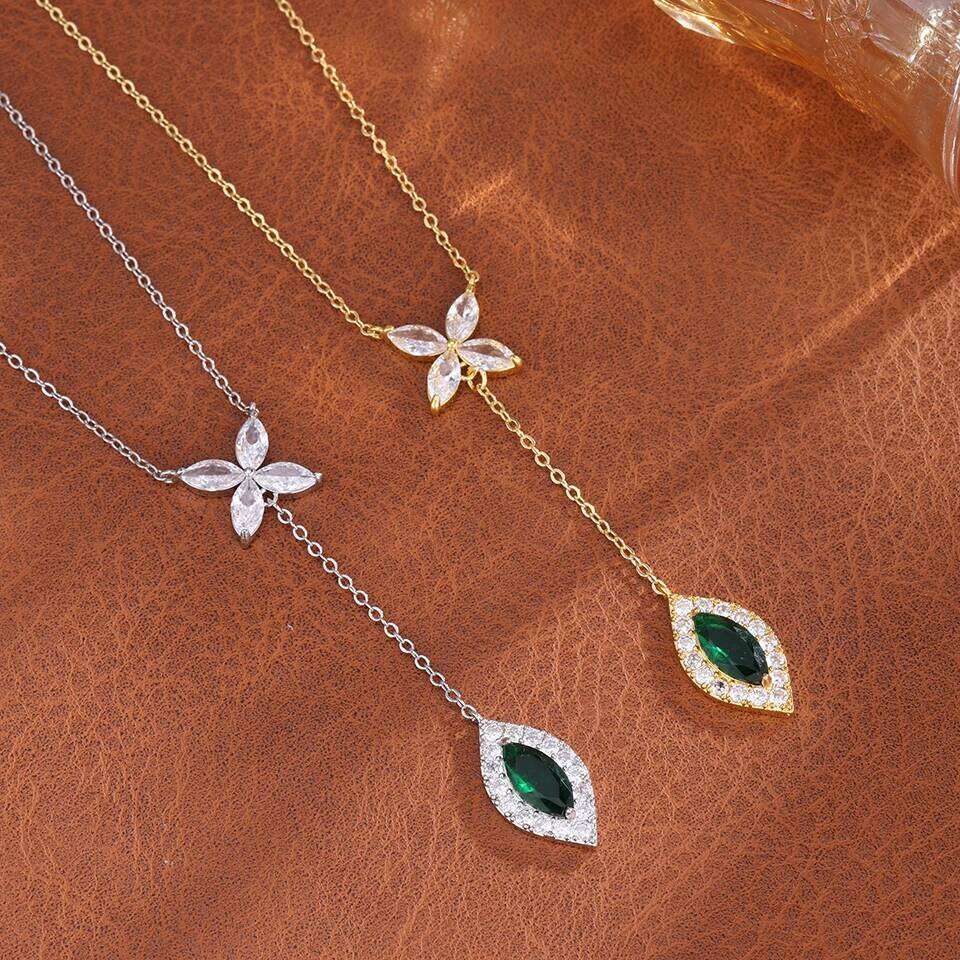 ZAKOL New Water Drop Pendant Y-shaped Long Necklace for Women Luxury Shiny Cubic Zirconia Sexy Wedding Party Jewelry