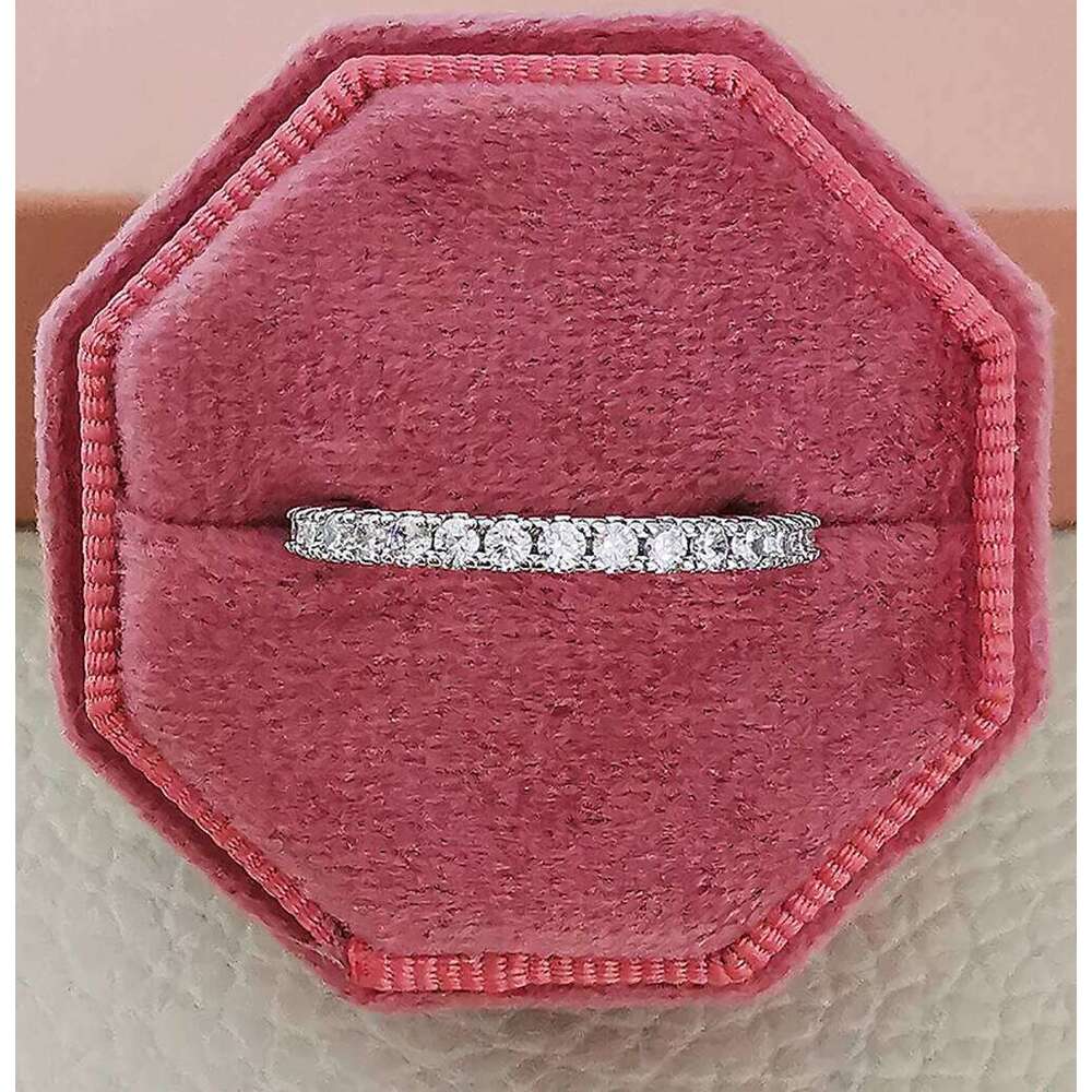 1.75mm Trendy Silver Color Aesthetic Cz Stackable Ring Eternity Band Women Gift for Friend Jewelry R7026