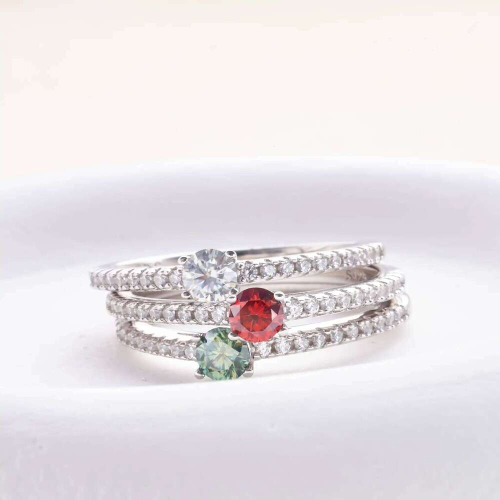 Brilliant Cut 0.3 Carats 4mm moissanite ring Diamond Tester Past D Color Moissanite Engagement Ring Korean Style fine Jewelry 864