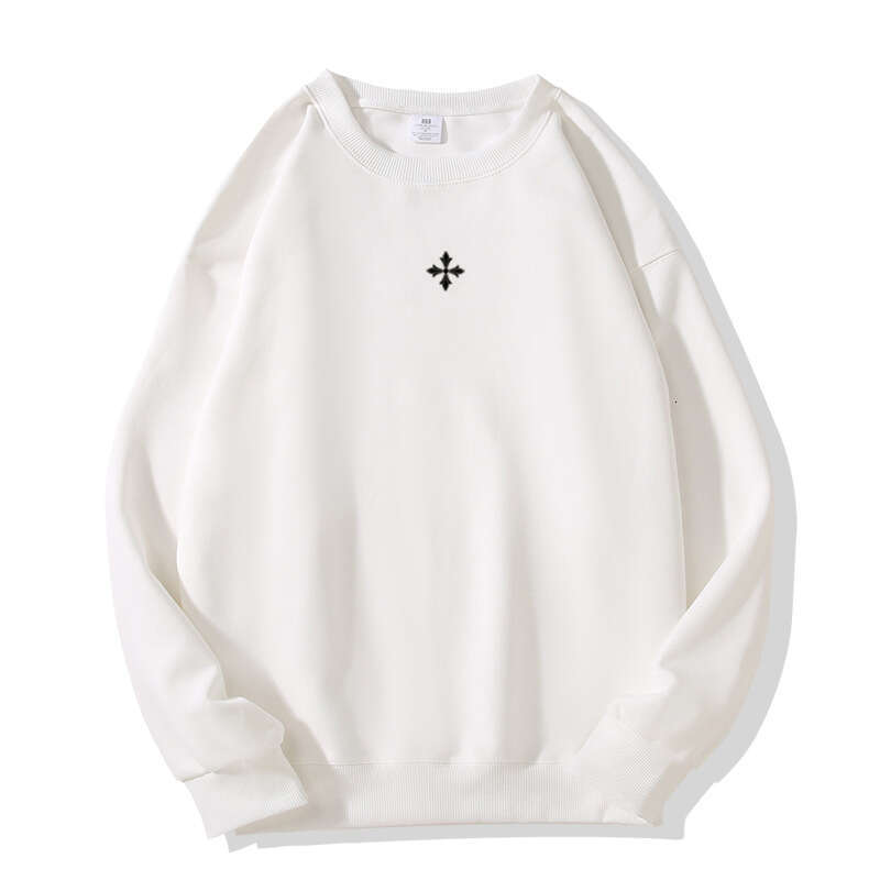 Autumn Winter New American Style Niche Cross Flower Print Design Long Sleeve Top For Women Simple Versatile Loose Sweatshirt