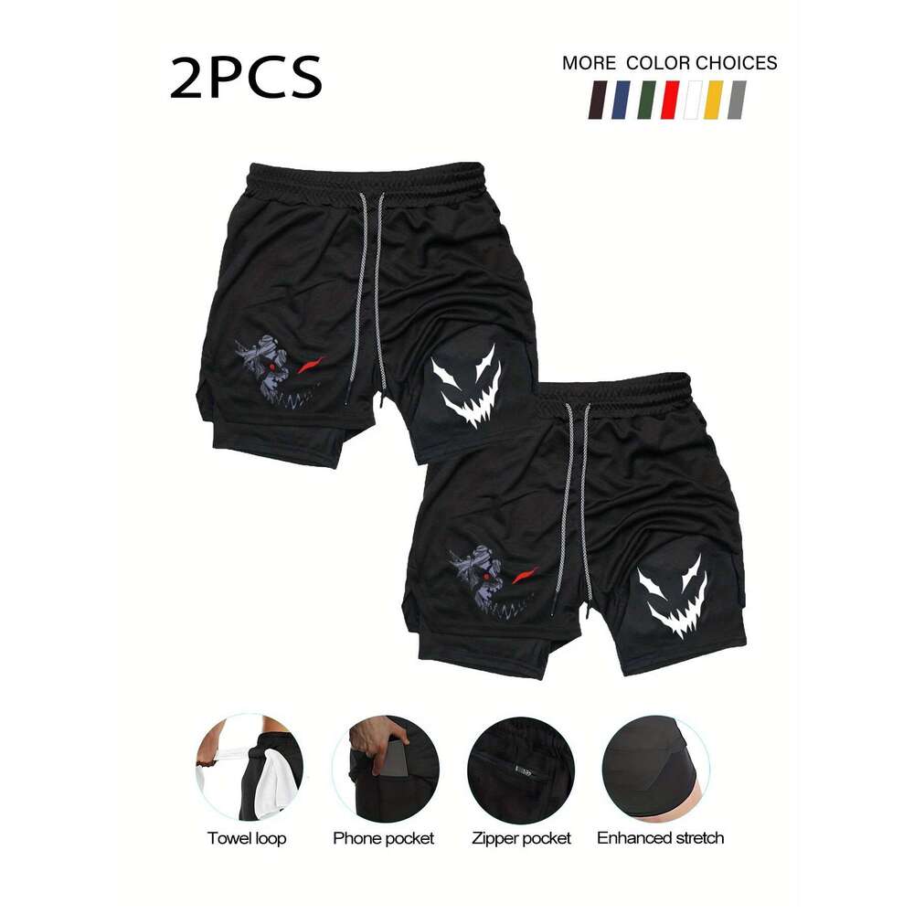 WONST Sportswear Pack In Double Layer Shorts Multi Functional Pockets Breathable And Elastic Waistband With Drawstring Gym Running Cycling Sports Oliv