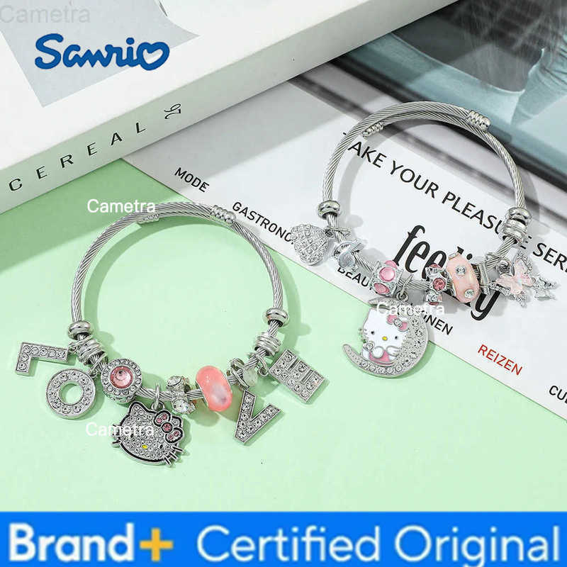Sanrio Cartoon Hello Kitty Adjustable Bracelet Exquisite Charm Crystal Bangle for Friend Jewelry Accessory Fashion Gifts H251229