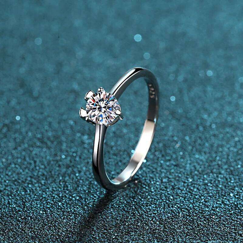 18K gold PT950 platinum 0,5Ct moissanite ring, simple small antler ring setting, versatile gift for girlfriend c02