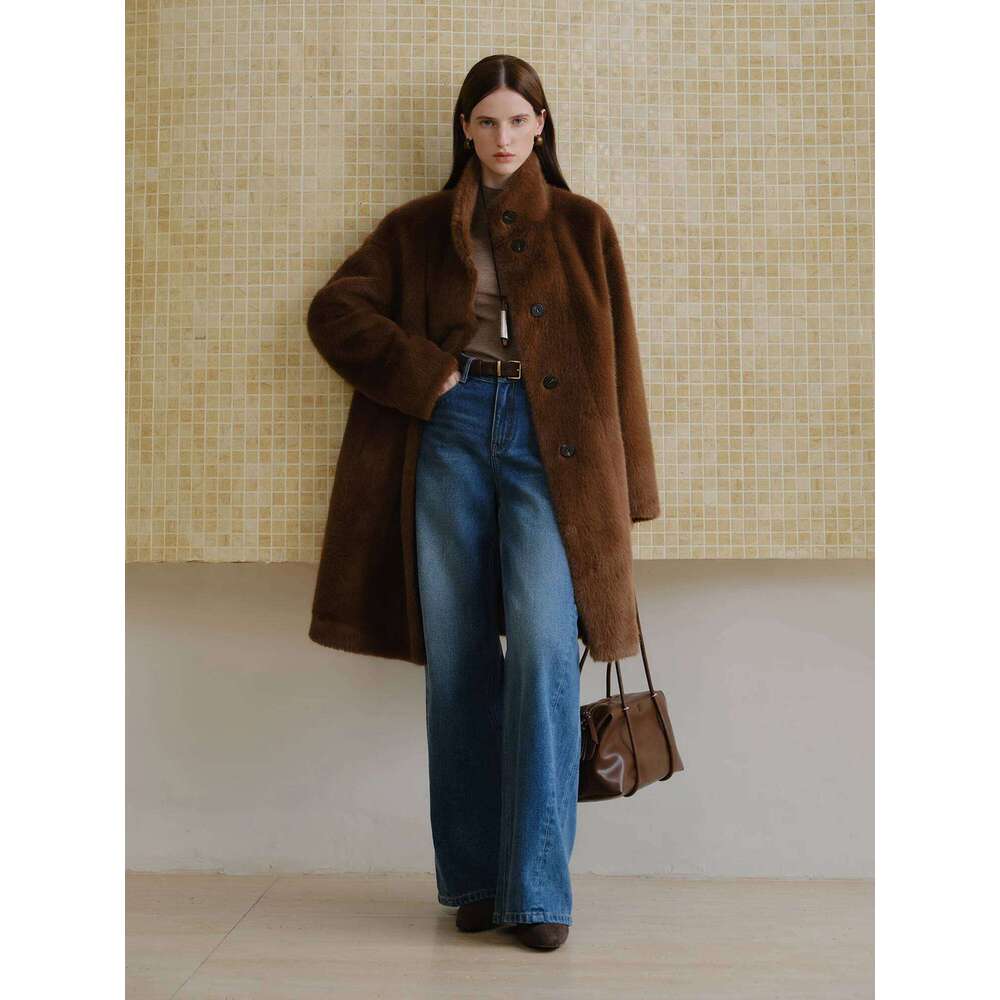 Korean Stand-Up Collar Mink For Women Winter New Style Faux Fur Warm Coat Soft Cozy Streetwear