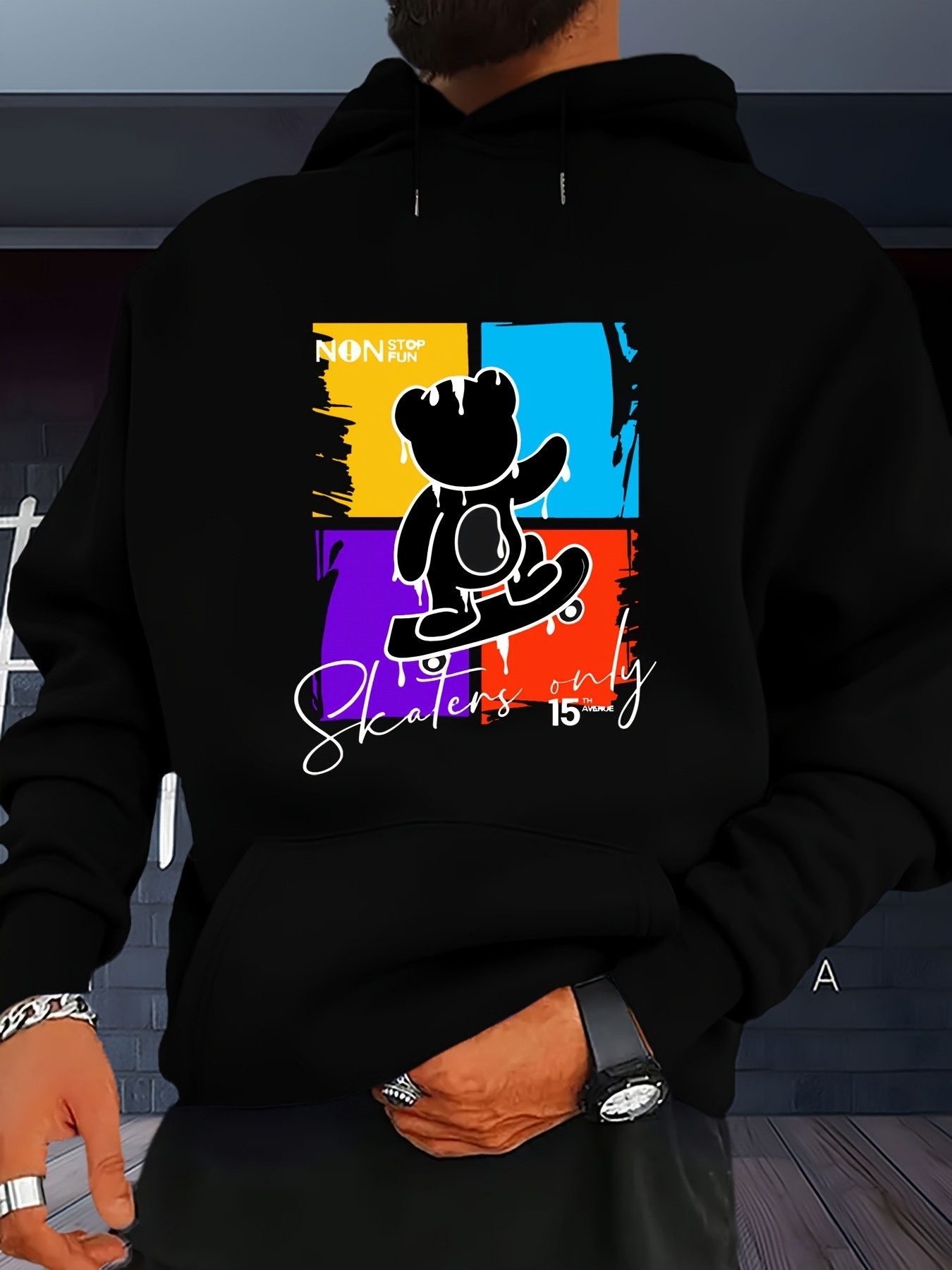 What It's Print Versatile Long Sleeve Comfy Hooded Sweatshirt Casual Top for Spring Autumn Men's Clothing Outdoor