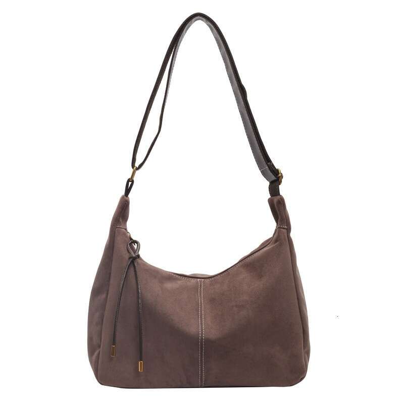 Dumpling Retro Fashion Suede Design Commuting Versatile Elegant Style Single Shoulder Crossbody Underarm Bag SHANGFANNI