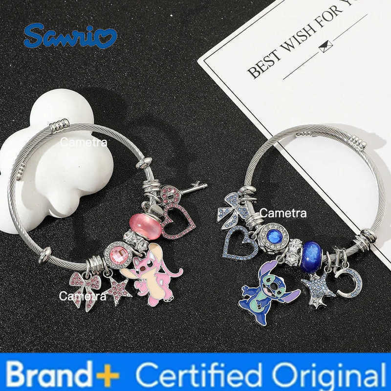 Sanrio Disney-Lilo Stitch Angel Charm Bracelets for Women and Girls Lovely Accessories for Fans Birthday and Christmas Gifts H251229