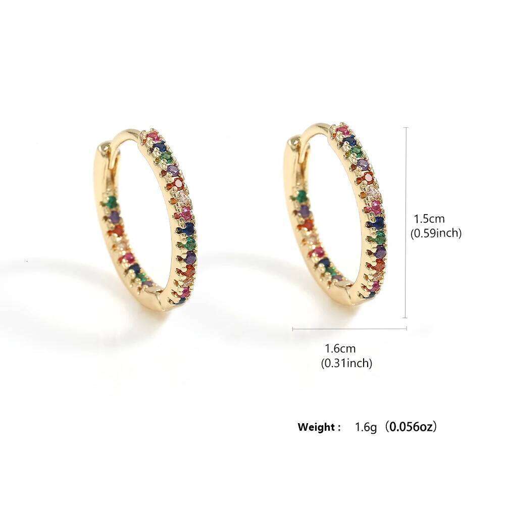 Trendy Gold Color Cubic Zirconia Round Copper Earrings For Women Metal Crystal Earring Party Everyday Jewelry