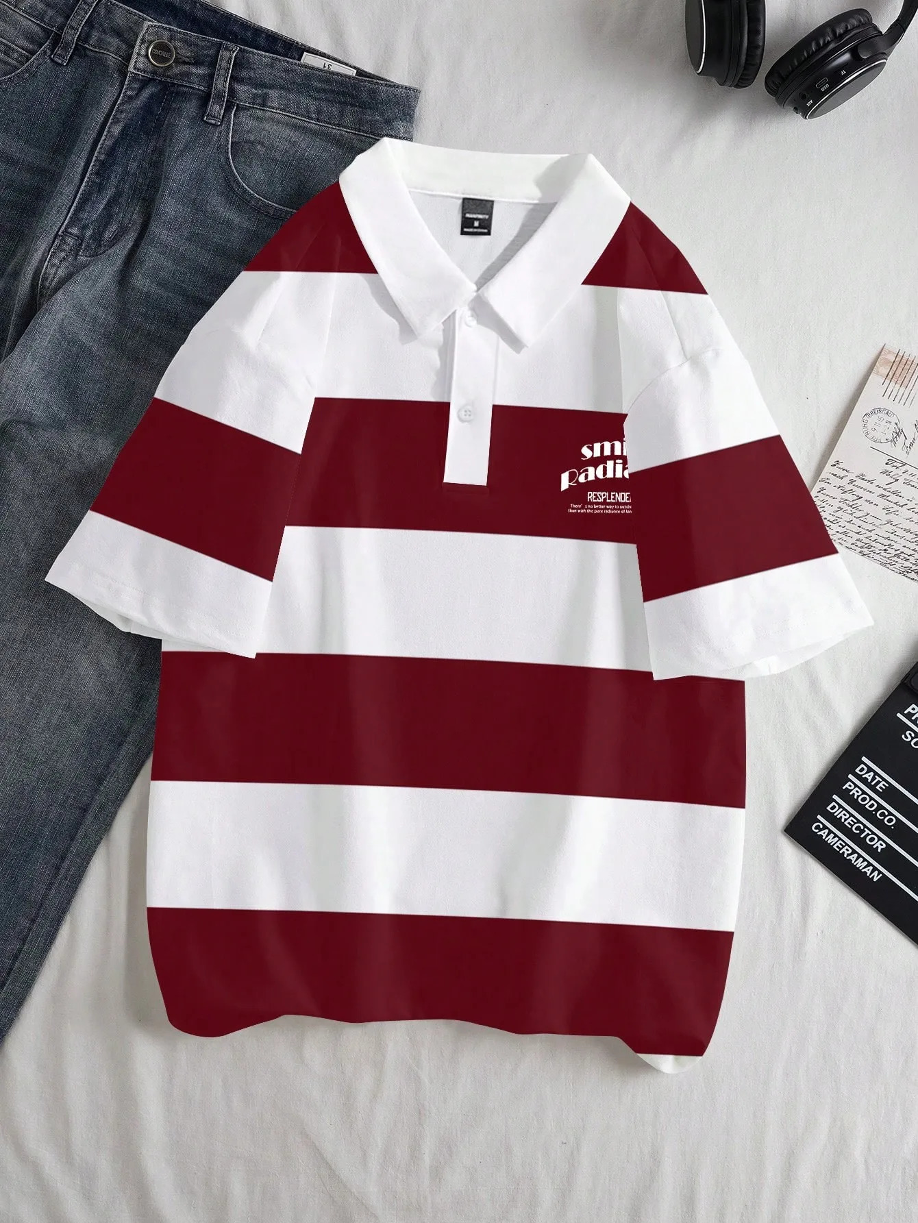 The mens shortsleeved POLO shirt for summer 2025 is casual fashionable and soft with 3D striped pattern printing 251219