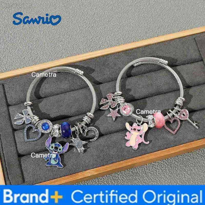 Sanrio Disney-Lilo Stitch Angel Charm Bracelets for Women and Girls Lovely Accessories for Fans Birthday and Christmas Gifts H251229