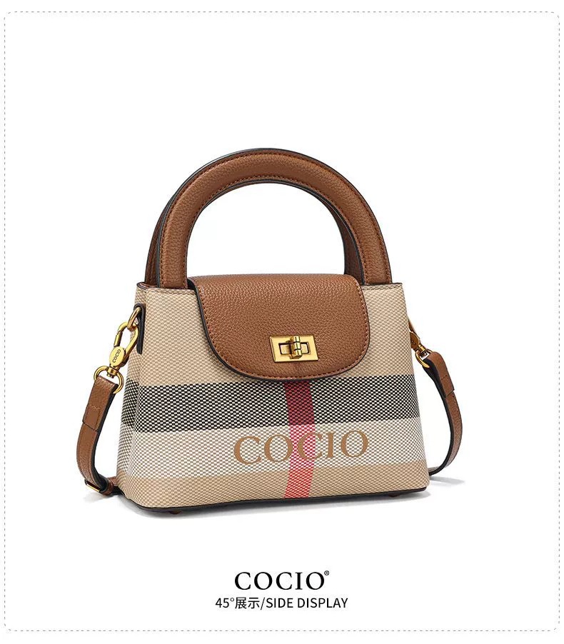 New Design Bag COCIO Spring/Summer checkered hand-held exquisite and trendy small bag, waybill shoulder bag, Cross-border women's bag Free shippi
