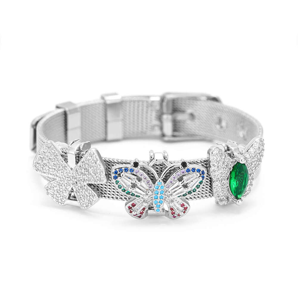 Cross-Border Hot Selling Stainless Steel 10mm Watch Strap Exquisite DIY Butterfly Bracelet Small Fashion Creative Accessories