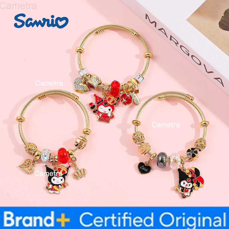 Sanrio Cute Beaded Pendant Bracelet Anime Cartoon Jewelry Bracelet Kuromi Pandor Gold Color Bracelet Suitable for Girls Gifts H2512291