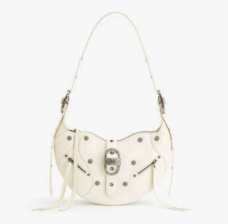 2025 New Leather Bullhorn Pudding Motorcycle One Shoulder Crossbody Underarm Bag Versatile Femme Sac