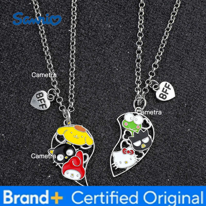 Sanrio 2pcs Hello Kitty BFF Necklace Anime Accessories Kawaii Family Pendant Cartoon Heart Pendant Best Friend Jewelry Set H251229