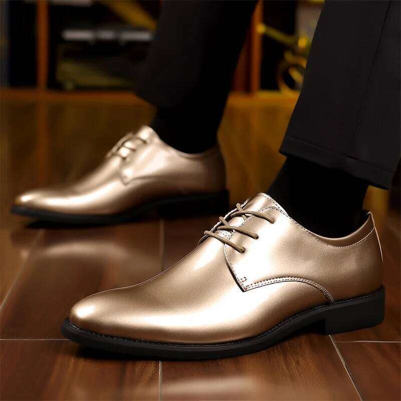 Classic red leather men's large size 39-48 comfortable pointed-toe men's formal shoes lightweight flat social shoes for men LEEGO LENS