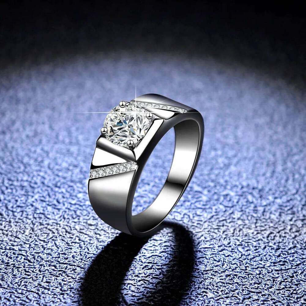 18K gold high-end moissanite PT950 platinum simple and atmospheric boss men's wedding ring jewelry 194