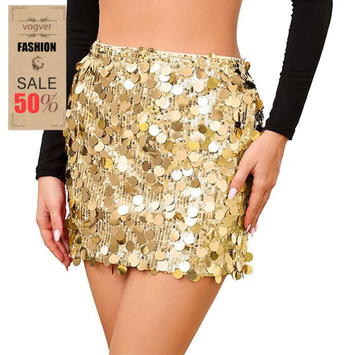 Women's Versatile Mini Skirt Slim Fit Skirt for Party Casual Outfits New Style Costume Sexy Sequin Half Skirt royal blue