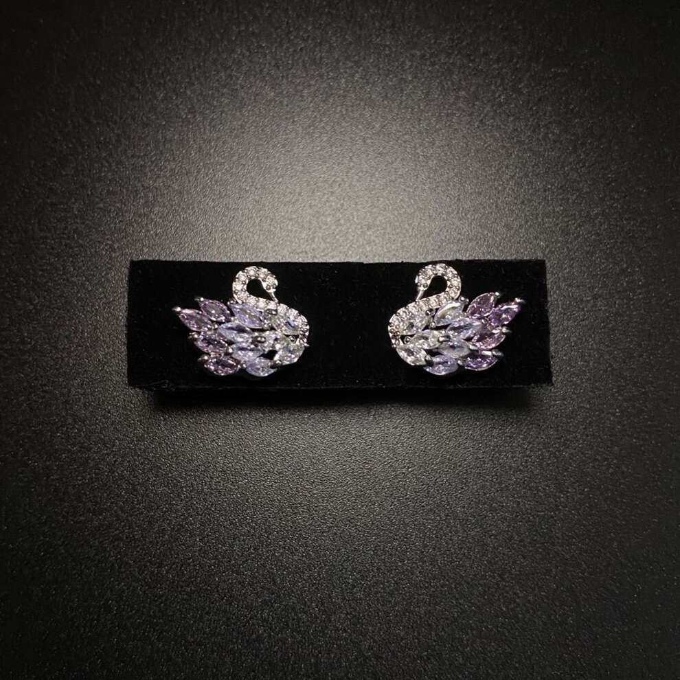 Monet Garden Gradient Light Purple Swan 2026 New Luxury Exquisite High-end Earrings Custom Jewelry