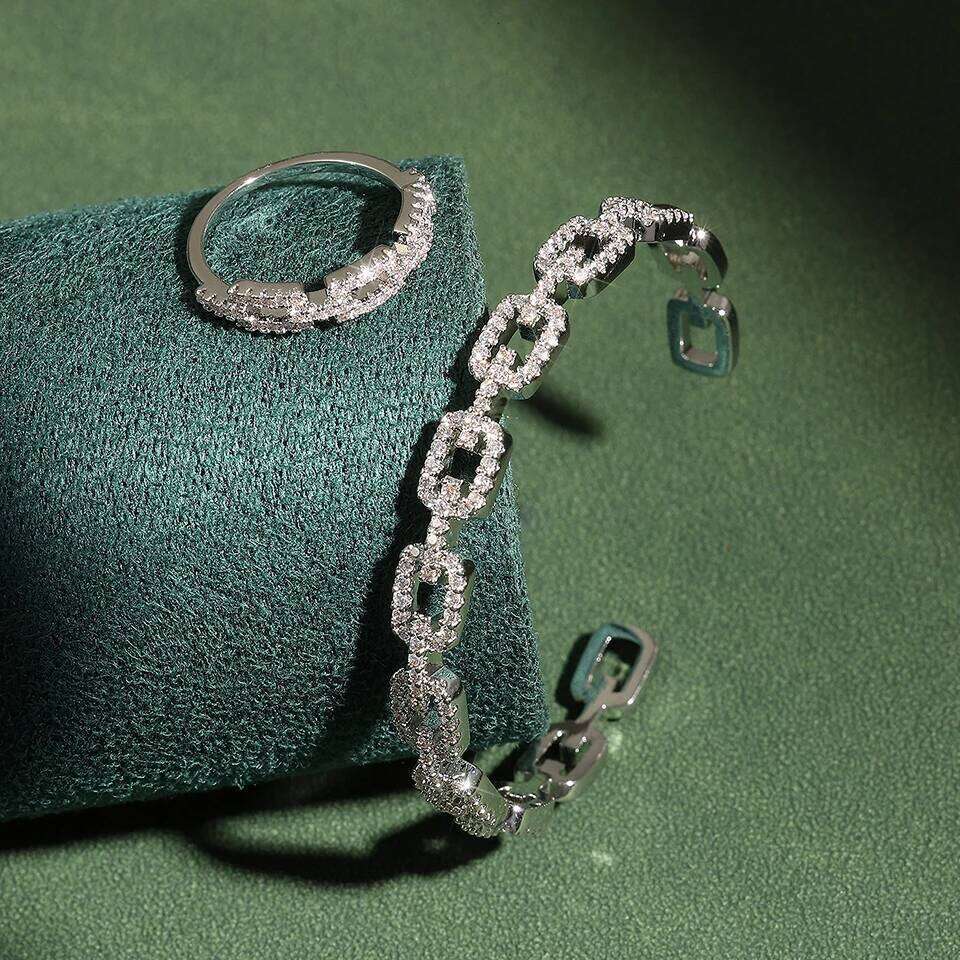 ZAKOL New Geometric Buling AAA Zirconia Ring Bangle for Women Shiny Crystal Luxury Charms Silver Color Wedding Jewelry Set