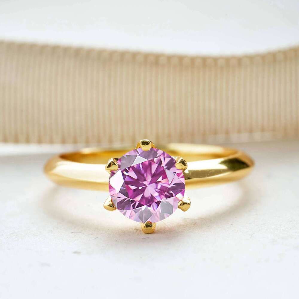 1.0 Ct 6.5mm moissanite ring for charm lady 925 sterling silver 18k gold plated Diamond Test Passed female jewelry gift 6fd