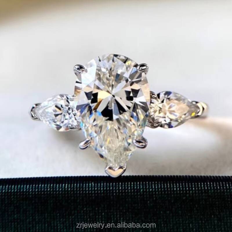 3Ct Moissanite Bridal Wedding Jewelry 3Ct S925 Sterling Silver Set VVS1 D Color Pear Moissanite Diamond Engagement Ring
