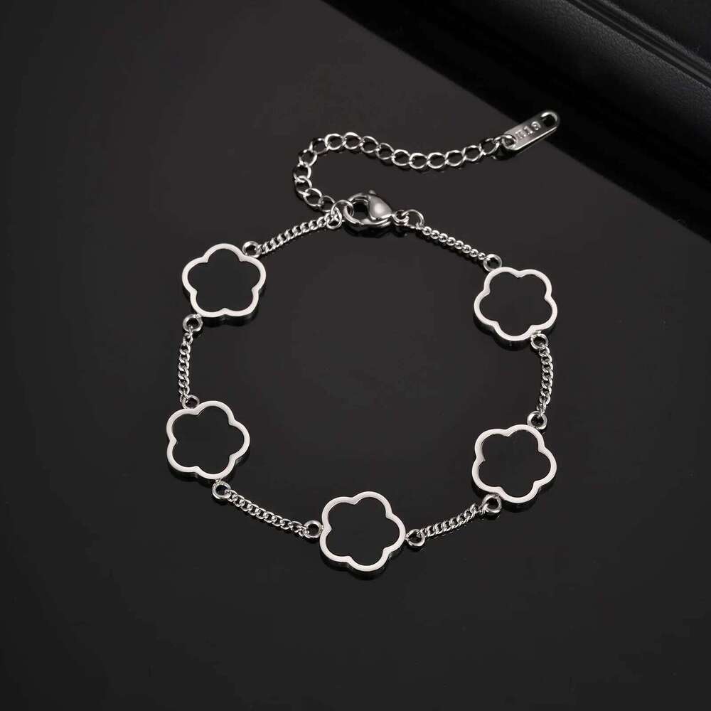 Stylish Five Leaf Bracelet for Men Boys,Waterproof Stainless Steel Flower Wristband,Birthday Party Anniversary Gift 25H1229