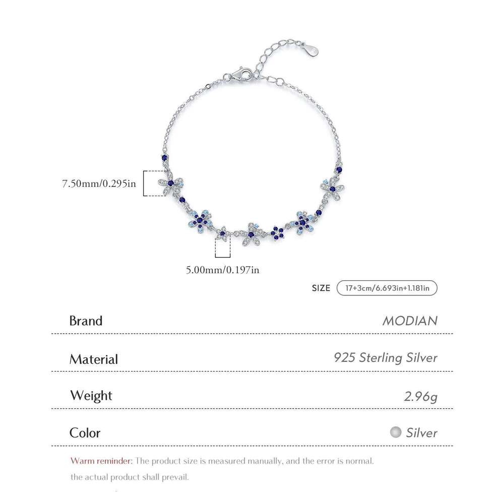 MODIAN 925 Sterling Silver Luxury Flowers Pave Setting CZ Brilliant Bracelets Fashion Daily Link Chain For Women Jewelry Gift 25H1229