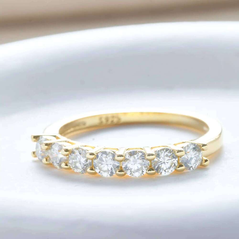 Moissanite Ring 925 Sterling Silver ring with White Gold Plated Full Diamond Eternity Band Engagement Wedding Rings for Women b43