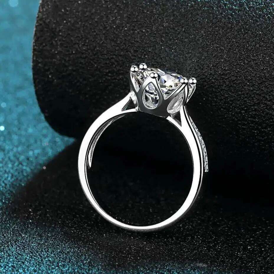3 Ct 9mm d color vvs moissantie ring Jewelry with GRA 925 Sterling Sliver Plated 18k White Gold Wedding Band 4e8