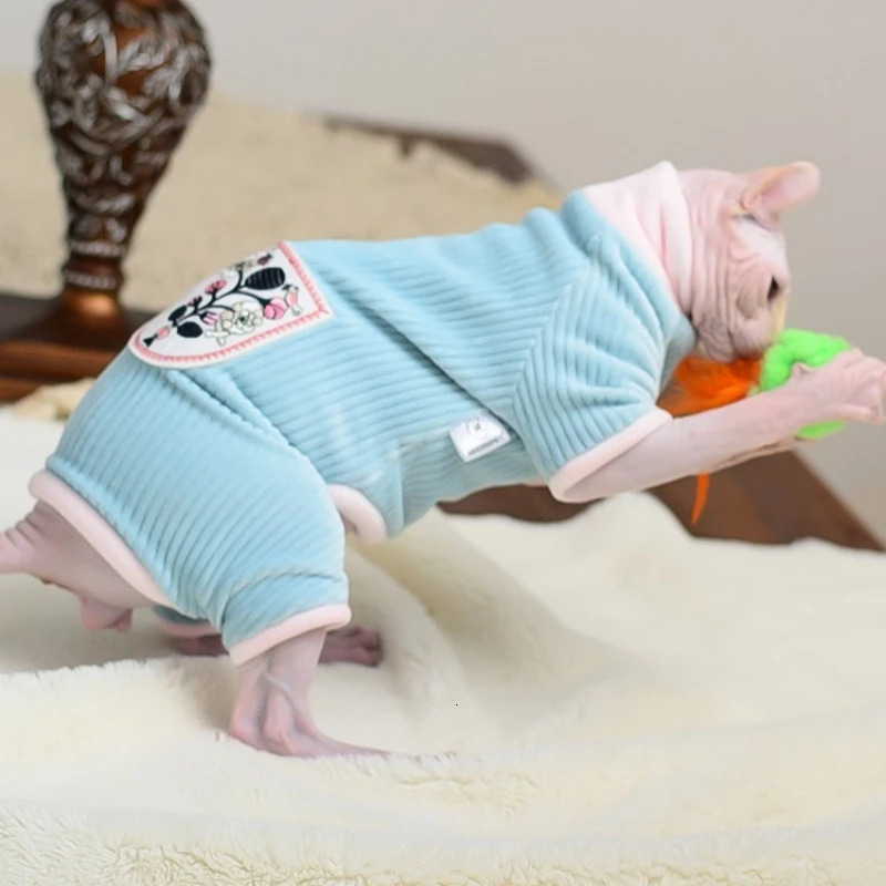 Sphynx Cat Sweater Hairless Cat Dogs Clothes Soft Fleece Coat Turtleneck Pocket Jumpsuit for Devon Rex Winter apparels for Cats 251219