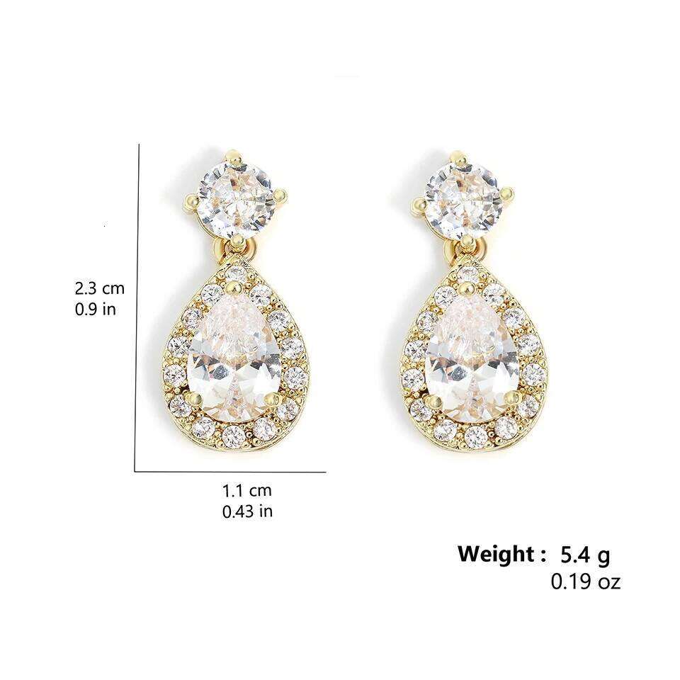 ZAKOL Classic AAA Cubic Zirconia Water Drop Dangle Earrings for Women Elegant Shiny Crystal Bride Wedding Jewelry