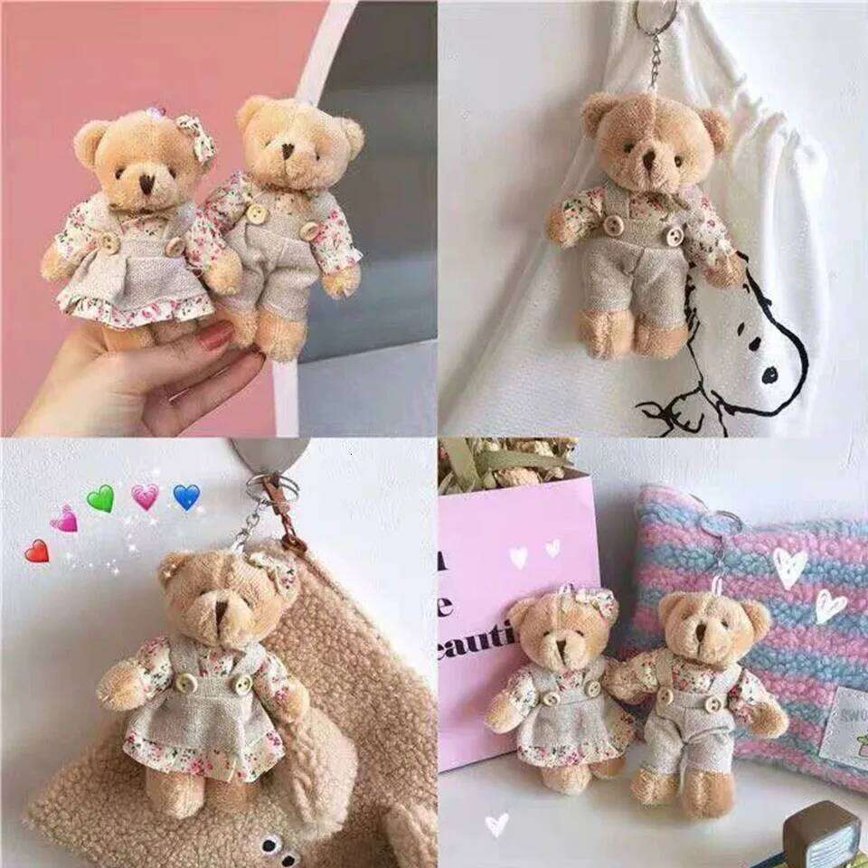 ZAKOL Cute Wear Clothes Bear Plush Toy Cartoon Rabbit Pendant Doll Keychain Backpack Car Bag Decoration Key Ring Girls Gift