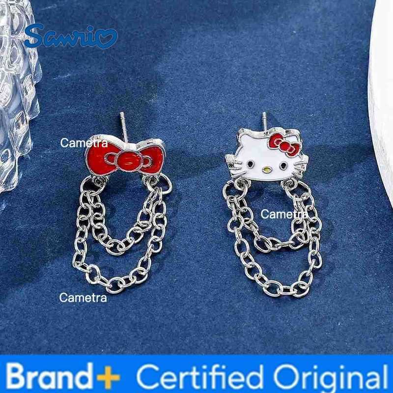 Sanrio Anime Cute Earrings Cartoon Figure Kitty Cat Bow Tie Tassel Ear Studs Earrings for Women Girl Kawaii Accessories H251229