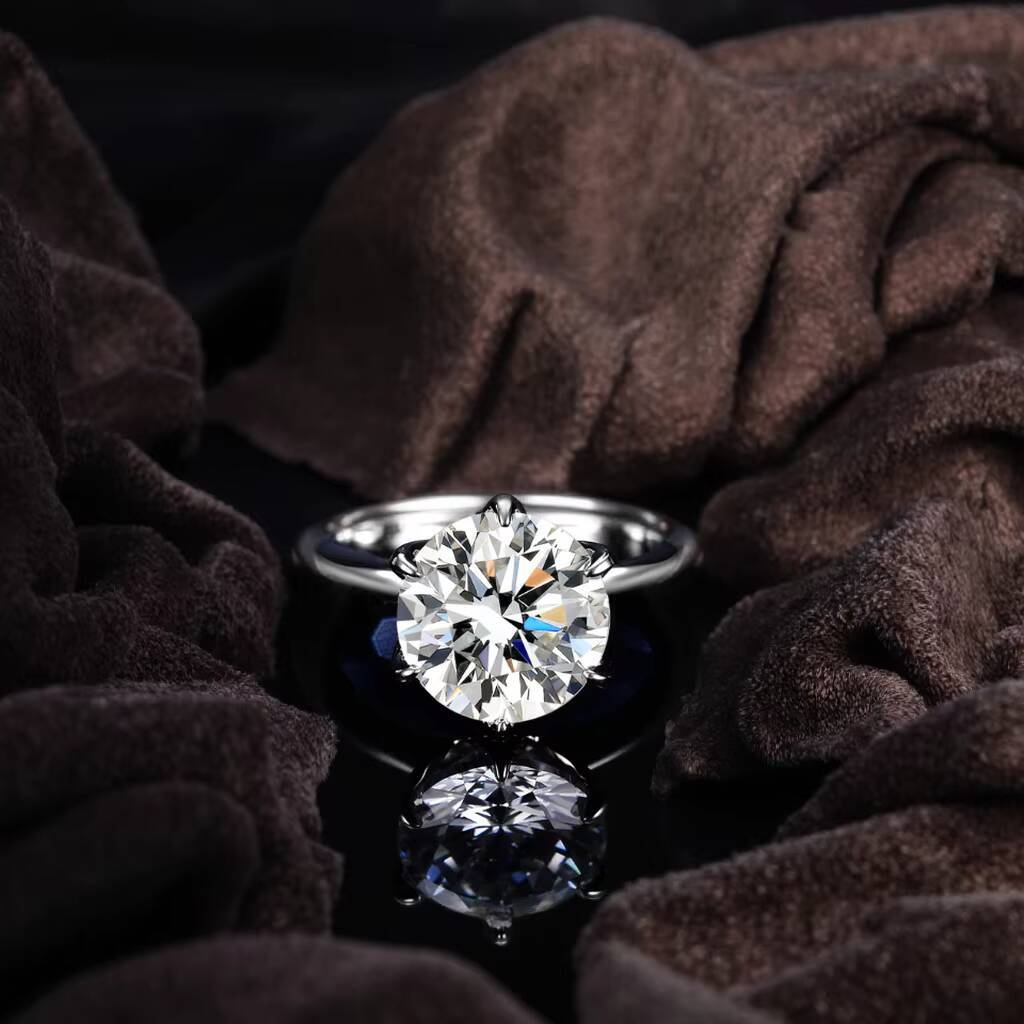 Custom 10ct Moissanite Ring Round Cut VVS S925 Sterling Silver Gold Plated Ring Moissanite Engagement Ring