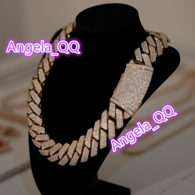 22mm Cuban Link Chain Iced Out VVS Diamond Gold Plated 925 Silver Hiphop Moissanite Cuban Chain