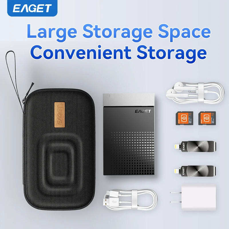 Eaget 25 Inch HDD Box Bag Case Portable Hard Drive Bag for External Portable HDD hdd box case storage Protection Black 251224